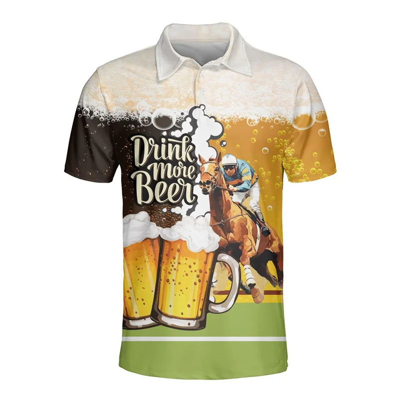 3D Printed Hawaiian Beer Polo - Polo Shirt Equestrian のレビューと価格
