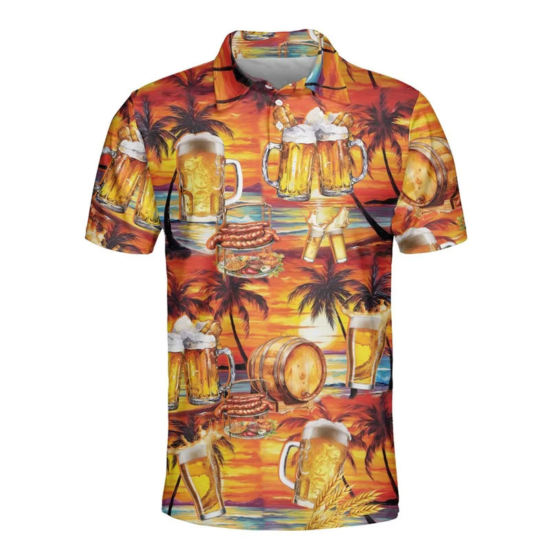 3D Printed Hawaiian Beer Polo  - Polo Shirt Equestrian のレビューと価格