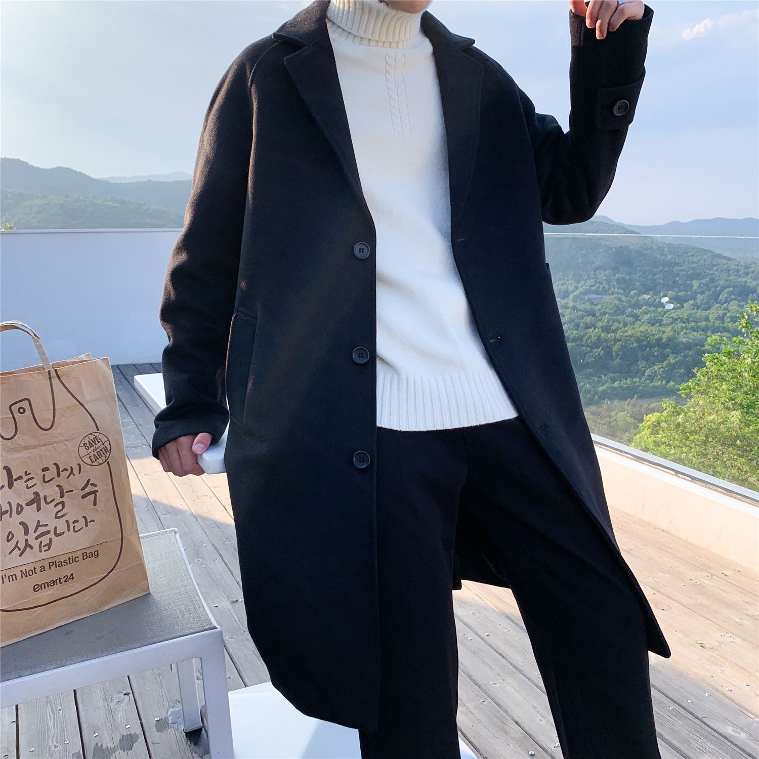 Wool Blend Coat Grey Mans Clim - Outdoor Sport Hobbies のレビューと価格