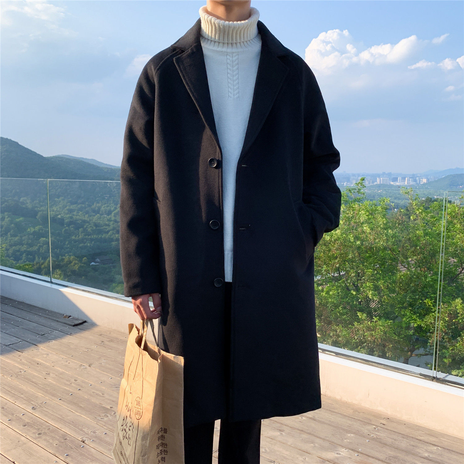 Wool Blend Coat Grey Mans Clim - Outdoor Sport Hobbies のレビューと価格