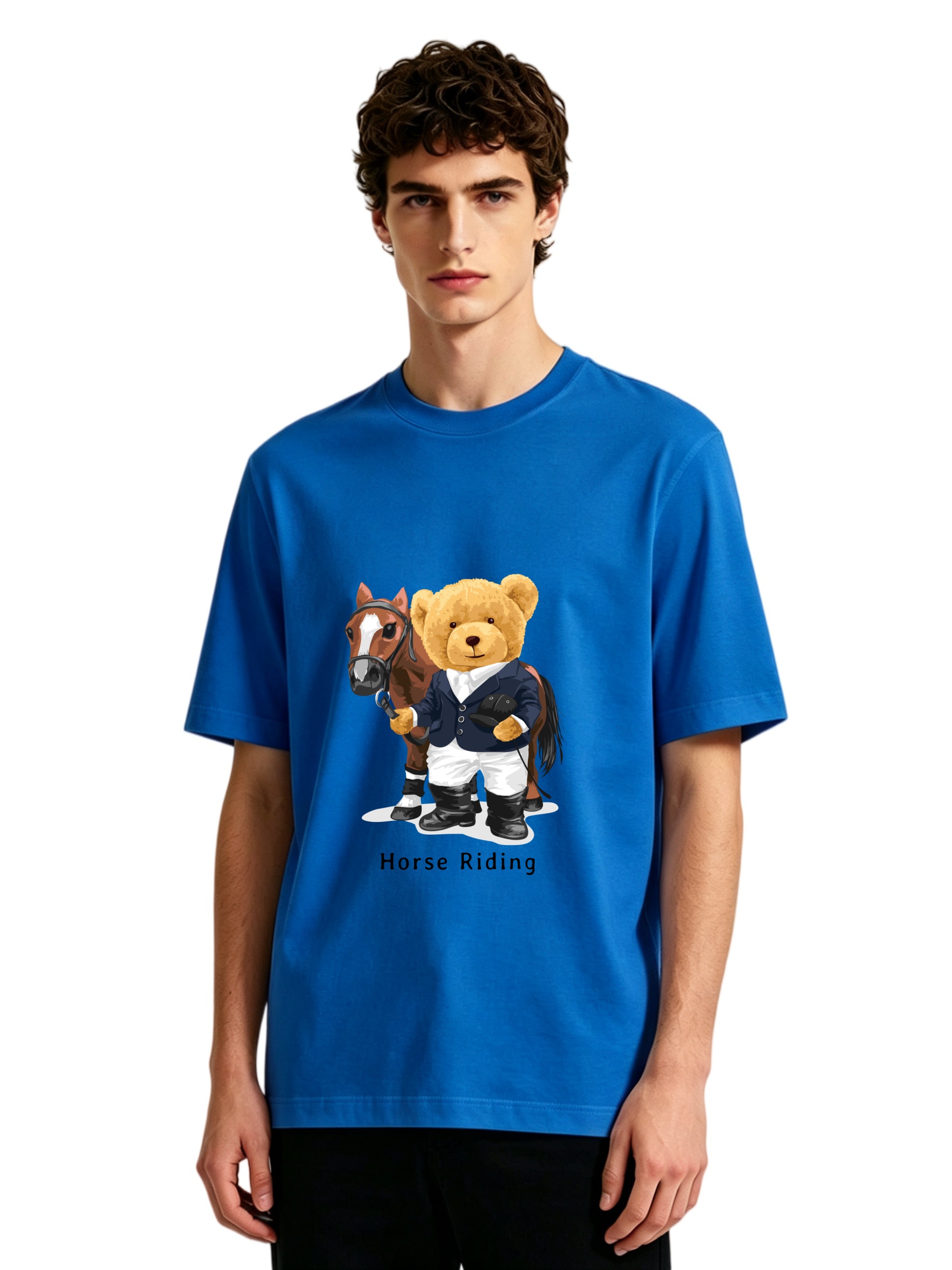 Men's Horse Riding Teddy Bear  - Polo Shirt Equestrian のレビューと価格