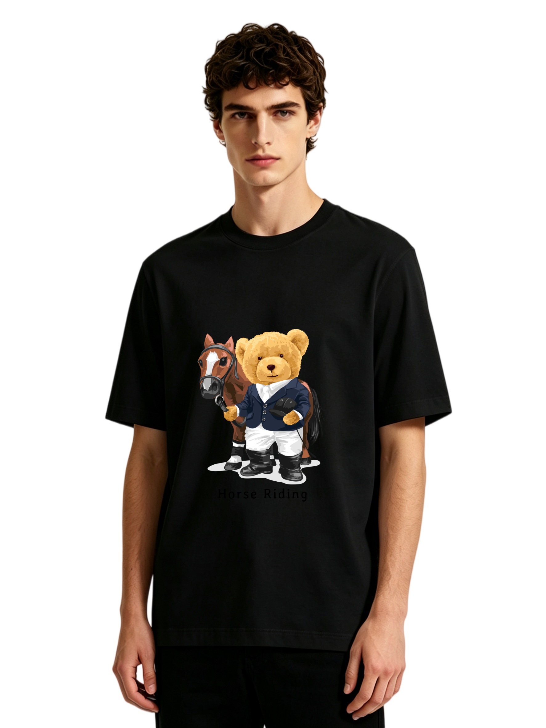 Men's Horse Riding Teddy Bear  - Polo Shirt Equestrian のレビューと価格